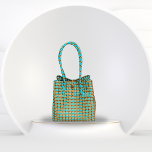 Bolso de Mano Sembagi Mint de Primera Calidad, Elegante, para Mujer, Hecho con Plástico Reciclado, Tejido con Patrón Lurik Indonesio, Accesorio de Moda para Adultos - Product Image 1