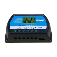 Controlador de carga solar 30A 20A 10A Regulador de voltaje PWM Controlador de carga solar 12V 24V LCD USB 5V Regulador solar
