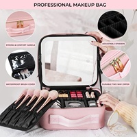 Trousse de Maquillage Personnalisée pour Femme, Grande Capacité, Portable de Voyage, avec Miroir LED Lumineux, Boîte de Rangement à Cosmétiques pour Bureau