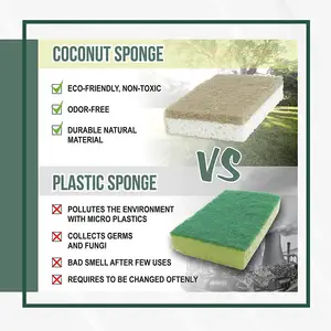 Esponja de coco Biodegradable 100% Natural, productos de esponja de celulosa para limpieza del hogar, productos de cocina