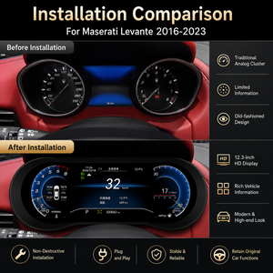 หน้าปัดดิจิตอล JIUTREE สำหรับรถยนต์ Maserati Levante ปี 2016-2023 จอแสดงผล LCD แบบ Carplay สำหรับแผงหน้าปัดรถยนต์ จอแสดงผลเสมือนจริง แผงหน้าปัดดิจิตอล - Product Image 3