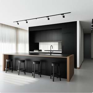 Gabinete de Cocina Modular Cuadrado Moderno de Panel Plano OEM con Almacenamiento Personalizado, Grifo de Cocina y Cesta de Cajón - Product Image 4