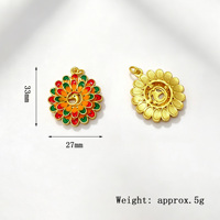 Pendentifs breloques émaillés creux en forme de fleur de paon à queue ouverte, plaqués or 18 carats, ethniques, unisexes, pour la création de colliers, vente en gros
