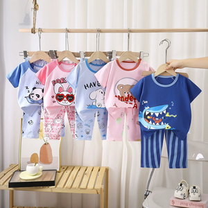 <span class=keywords><strong>Pigiama</strong></span> Estivo 2026 per Bambini <span class=keywords><strong>1</strong></span>-8 Anni, Set Casual 2 Pezzi a Maniche Corte, in Cotone Morbido, Unisex - Product Image 1