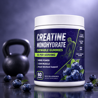 Gommes de créatine monohydrate 5g, 60 unités, véganes, pour la croissance musculaire, sans sucre, pour adultes, forme et saveur personnalisées, OEM ODM HALAL
