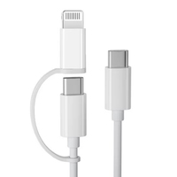 Câble de données USB-C en nylon certifié MFi 2-en-1 à charge rapide PD 8 broches avec blindage tressé pour appareils iOS et ordinateurs