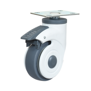 Roue pivotante VIMA de 3 pouces en TPR gris avec support pour chariot, chariot de transport, mobilier, et roulettes de lit médical avec frein total - Product Image 1