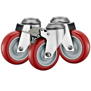 3 ''4'' 5 ''Boutgatmontage Type Middelzware Roestvrijstalen Rode Polyurethaan Draaibare Caster - Product Image 2