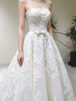 Nouvelle Robe de Mariée Florale 3D Sans Bretelles 2026, Robe de Bal en Dentelle Lourde avec Longue Traîne, Robe de Mariée Élégante pour Mariage