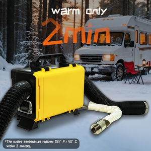 Chauffage diesel portable XMZ-HTB1 jaune avec réservoir intégré de 6 L, kit de <span class=keywords><strong>recirculation</strong></span>, silencieux rotatif et écran LCD pour camping-car et camion - Product Image 4