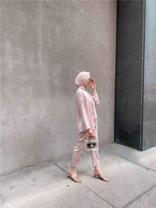 Modest Islamic Prayer Clothing Ramadan O Neck Long Sleeves <strong>Tunic</strong> + Pants <strong>Jersey</strong> Elegant Dubai Arab Femme Muslim Two Piece Sets - Product Image 4