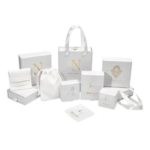 Cajón de papel personalizado, bolsas de embalaje de joyería, anillo, pendientes, collar, pulsera, regalo, cajas de embalaje de joyería con asa