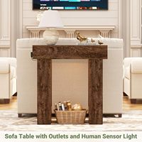 Console d'entrée de luxe 39 pouces avec éclairage à capteur de mouvement et rangement étroit, idéale pour couloir, salon ou ferme rustique