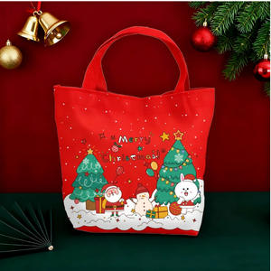 Bolsa de Regalo Navideña Ecológica de Lona con Diseño de Papá Noel y Muñeco de Nieve, Bolsa de Compras - Product Image 3
