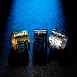 Anillo de acero inoxidable con números y puntos para indicar la hora, regalo de joyería unisex - Product Image 3