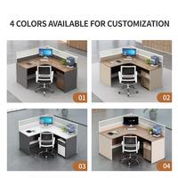 Poste de travail modulaire 4-6 places pour bureau ouvert, avec chaises, tables, tiroirs et cloisons de bureau