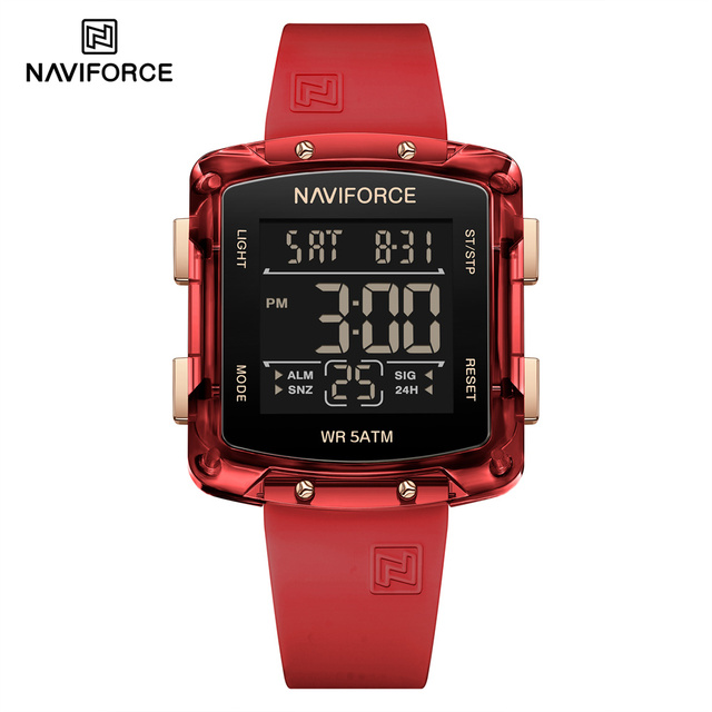 NAVIFORCE 7121 Red Digital Watch with Silicone Band Fashion Women Wrist Watch Original Design Digital Watch Private Label