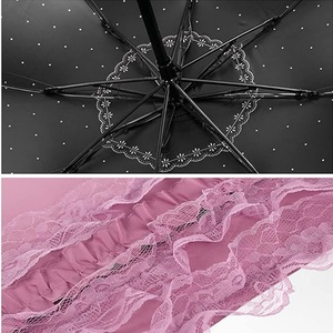 Auto Open Close Manual Elegant Full Printed Floral Pattern Iron <b>Frame</b> Glass Fiber Ribs Folding Umbrella Women Lace Edge Wedding - Product Image 3