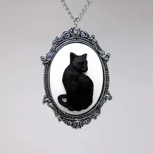 Gothic mèo đen Cameo Vòng cổ cho nam giới phụ nữ thời trang phù thủy thay thế đồ trang sức phụ kiện Quà Tặng Goth cổ điển mèo Cameo choker