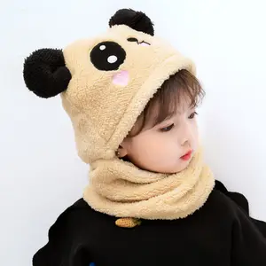 Cappelli invernali per bambini più berretti per bambini in pile cappelli per cartoni animati ragazze ragazzi sciarpa addensare berretti roba per neonati