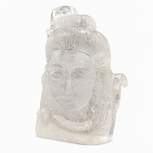 Cabeza/Busto del Dios Shiva Tallado en Cuarzo Transparente - Dios Shivshankar en cristales y piedras preciosas Reiki/Chakra/Cura - 5 pulgadas y 845 - Product Image 2