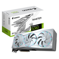 Tarjeta de Video Gigabyte AORUS GeForce RTX 5080 MASTER ICE 16G para PC de Escritorio, GPU para Juegos RTX5080 con Interfaz de Memoria de 256 bits y Ventilador Blanco