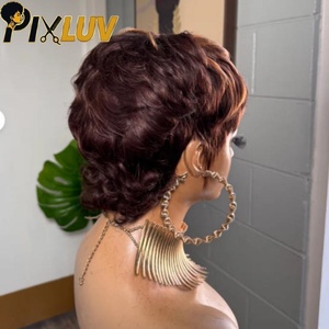 Pelucas <span class=keywords><strong>de</strong></span> Cabello Humano al por Mayor, Peluca Corta <span class=keywords><strong>de</strong></span> Cabello Natural con Corte Pixie, Color <span class=keywords><strong>Piano</strong></span>, Sin Pegamento, Hecha a Máquina, con Flequillo, Estilo <span class=keywords><strong>Cola</strong></span> <span class=keywords><strong>de</strong></span> Lobo Corta - Product Image 4