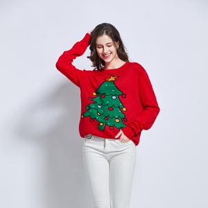 Đội Câu lạc bộ cầu thủ chủ đề khuyến mãi Motif Jacquard unisex đan Cây giáng sinh màu đỏ Xmas Áo len - Product Image 5