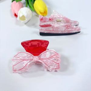 Versión coreana acrílico fresco y lindo brillo pajarita zapatos Clip de agarre parte posterior de la cabeza diadema desaliñada para uso diario - Product Image 4