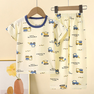 <span class=keywords><strong>Pigiama</strong></span> Estivo in Cotone a Maniche Corte per Bambini e Neonati, Traspirante e Anti-Sudore - Product Image 1