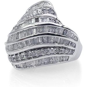 Anillo de Diamantes Jewelspaark, 1.76 Quilates Totales, Corte Redondo y Baguette, Color G, Plata de Ley 925, Joyería de Compromiso para Mujer - Product Image 2