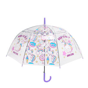 <span class=keywords><strong>Parapluie</strong></span> transparent <span class=keywords><strong>licorne</strong></span> de dessin animé pour adultes enfants simple longue poignée avec logo imprimé mignon en polyester - Product Image 5