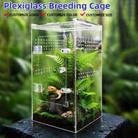 Vivarium moderne haute visibilité, portable et léger pour cage d'élevage, avec système de fermeture magnétique sécurisé et trous d'aération de précision