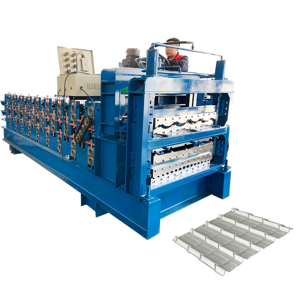 3 in 1 Three layer roof slate metal tile making machine trapezoidal corrugated ibr sheet roof roll forming machine
