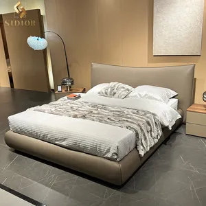 Conjunto de móveis de quarto moderno e minimalista cama king size queen queen estofadas