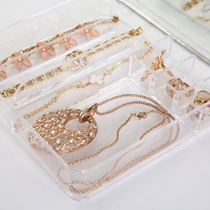 3pieces Desktop Dustproof <strong>Stackable</strong> Jewellery Organizer Earring Ring Necklace <strong>Display</strong> Tray Plastic Jewelry Storage <strong>Box</strong> - Product Image 5