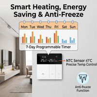 Nuevo Diseño de Termostato Inteligente WiFi y Sin WiFi, Anticongelante, con Bloqueo para Niños, Ahorro de Energía, para Hoteles, Garajes, Calderas de Gas Manuales