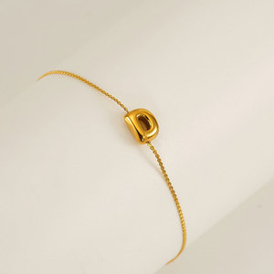 Pulseras y Brazaletes de Moda al por Mayor de Acero Inoxidable 316L con Baño de Oro de 14k y 18k, Pequeños y Delicados con Letras para Mujer - Product Image 5