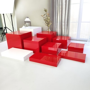 Bộ màu đỏ của 8 cái hiển thị thực phẩm đứng trang trí tiệc cưới phục vụ tự chọn hiển thị thực phẩm risers Acrylic hiển thị thực phẩm đứng - Product Image 1