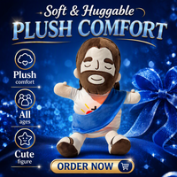 Peluche Jésus avec Cœur Lumineux Respirant pour Événements Chrétiens, Cadeau de Noël, Article Nouveauté, Idéal pour Fêtes Religieuses