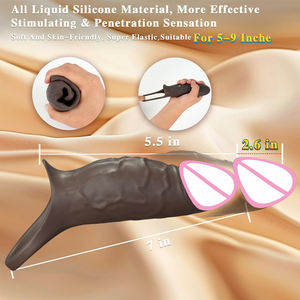 Hochelastischer Penisring-Verlängerer Wiederverwendbare Penishülle Mit Vibrator Penisring Weicher Penisvergrößerer für Paare Wiederverwendbares Kondom - Product Image 3