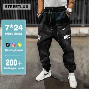 StreetLux personalizado fabricante holgado francés Terry algodón sol desteñido lavado doble cintura rhinestone pantalones de chándal hombres - Product Image 1