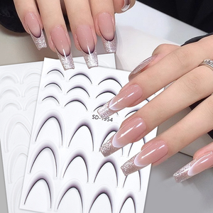 Pegatinas para uñas francesas, 24 Uds., calcomanías de colores degradados, 1 hoja, decoración para salón de manicura, diseño artístico de uñas DIY, accesorio autoadhesivo - Product Image 6