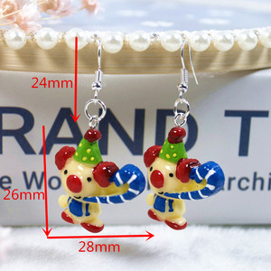 1 par de pendientes de gota para mujer, bonitos dibujos animados de payaso de circo y Animal Flatback, resina, Color caramelo, regalos para niños - Product Image 5
