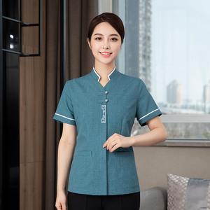 Uniformes de travail d'été à manches courtes pour les nettoyeurs de salle de banquet de propriété d'hôtel - Product Image 4