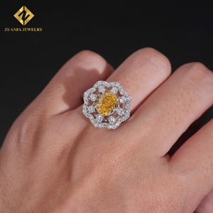 Anillo de Plata de Ley 925 con Diamante Amarillo de 7*9 mm, Joyería de Diamantes de Alta Calidad VVS, Estilo Europeo Americano de Lujo para Mujer - Product Image 4