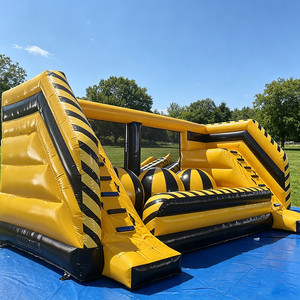 Parcours d'obstacles gonflable géant interactif à thème d'avertissement <span class=keywords><strong>de</strong></span> danger, avec balles Wipeout, pour jeu sportif - Product Image 2