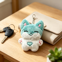Porte-clés en peluche animal mignon de 10 cm, vente en gros, design original, renard bleu et blanc avec empreinte de patte