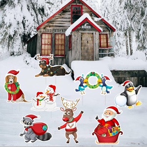 Panneaux publicitaires extérieurs personnalisés de Noël en gros pour entreprises, avec service de découpe pour piquets en H et enseignes de jardin en vrac - Product Image 4