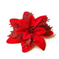 Bunga Poinsettia Imitasi Berlapis Emas Plastik untuk Dekorasi Pohon Natal, Suasana Natal - Grosir